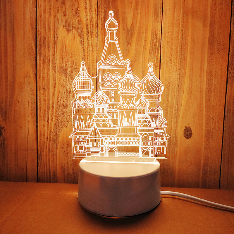 Veilleuse château LED – Plaque Acrylique • Lumière Chaude