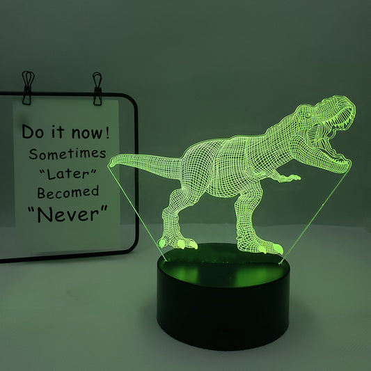 Veilleuse Dino Multicolore – Plaque Acrylique 3D