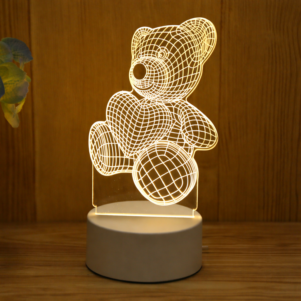 Veilleuse ourson LED – Plaque Acrylique • Lumière Chaude