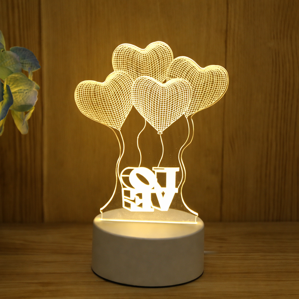 Cartoon LED Night Light – Acrylic Plate • Warm Light