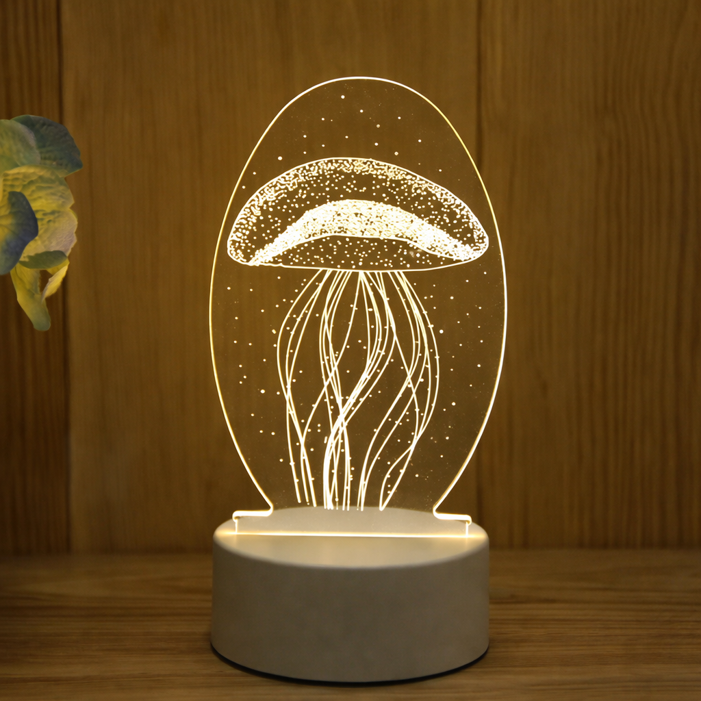 Veilleuse méduse LED – Plaque Acrylique • Lumière Chaude (Copie)