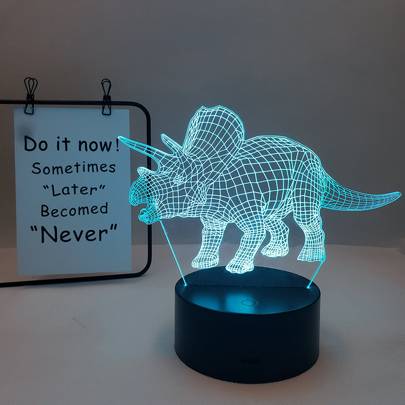 Veilleuse Dino Multicolore – Plaque Acrylique 3D