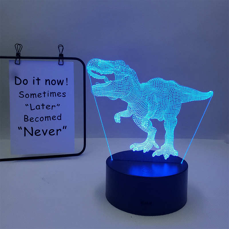 Veilleuse Dino Multicolore – Plaque Acrylique 3D