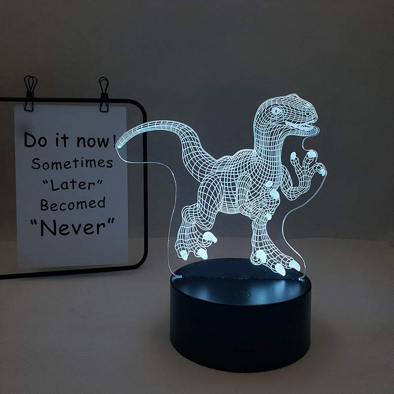 Veilleuse Dino Multicolore – Plaque Acrylique 3D