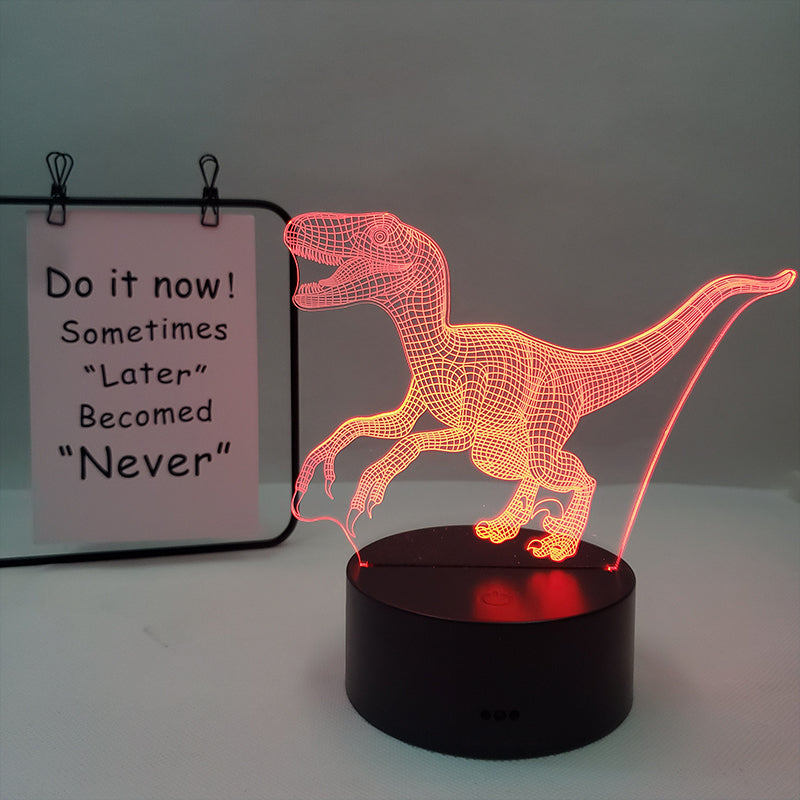 Veilleuse Dino Multicolore – Plaque Acrylique 3D
