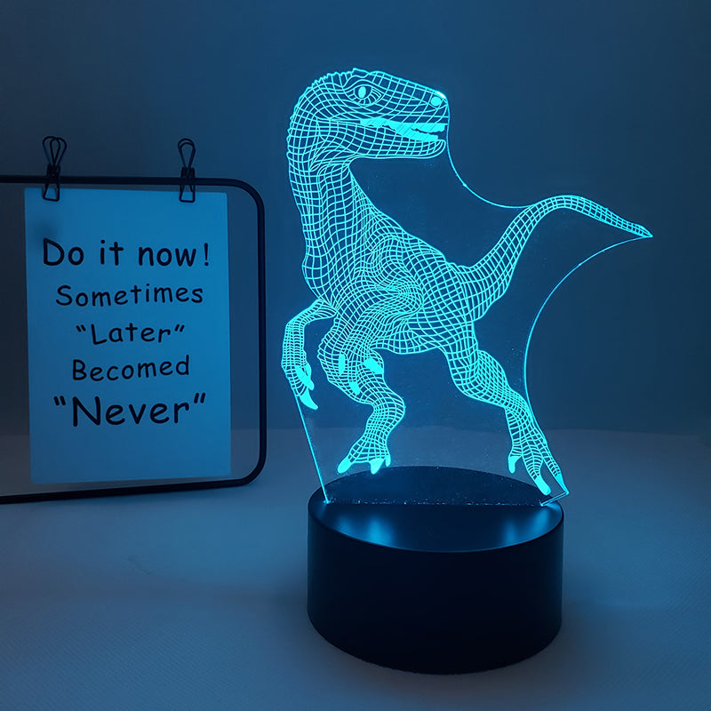 Veilleuse Dino Multicolore – Plaque Acrylique 3D