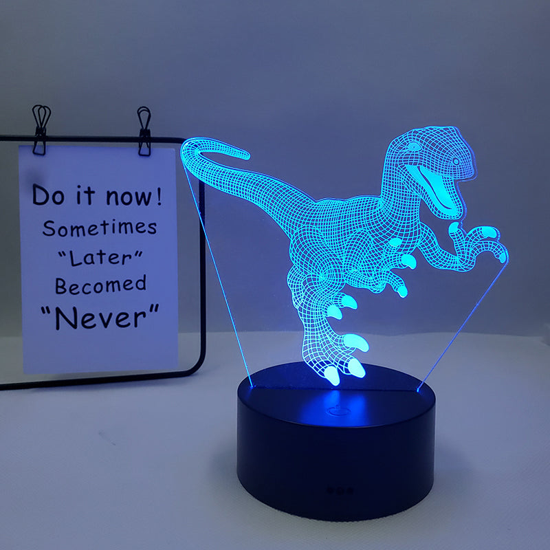 Veilleuse Dino Multicolore – Plaque Acrylique 3D