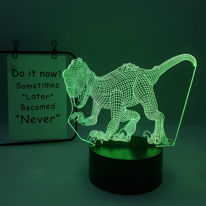 Veilleuse Dino Multicolore – Plaque Acrylique 3D
