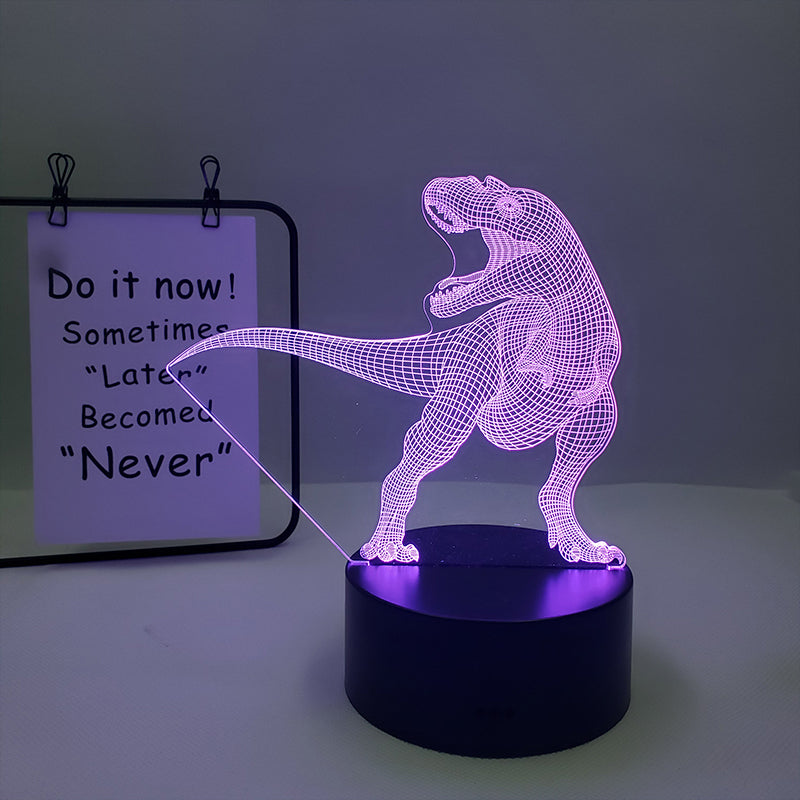 Veilleuse Dino Multicolore – Plaque Acrylique 3D