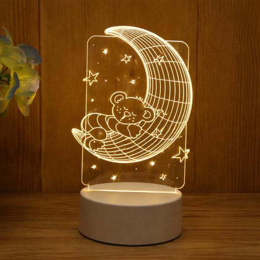 Veilleuse Lune LED – Plaque Acrylique  • Lumière Chaude