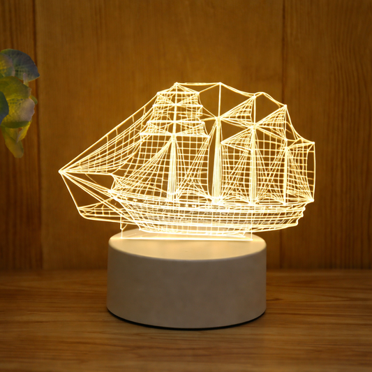 Veilleuse bateau LED – Plaque Acrylique  • Lumière Chaude