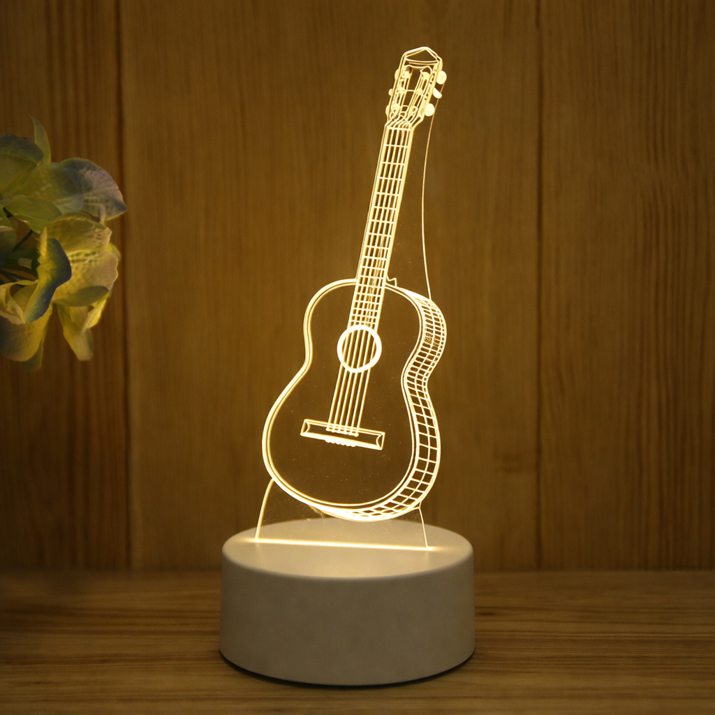 Veilleuse guitare LED – Plaque Acrylique  • Lumière Chaude
