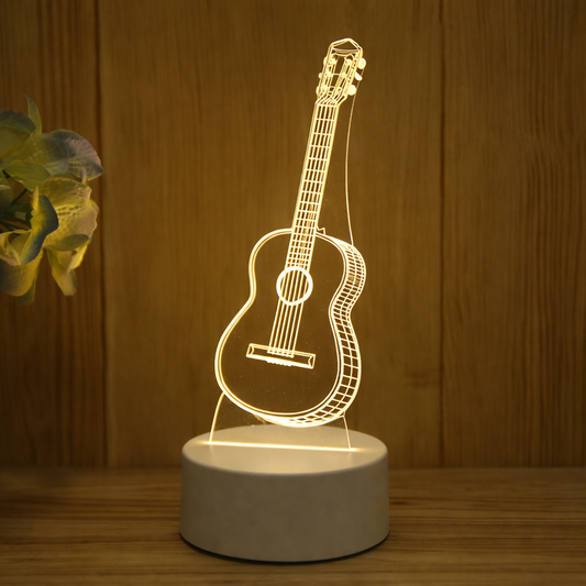Veilleuse guitare LED – Plaque Acrylique  • Lumière Chaude